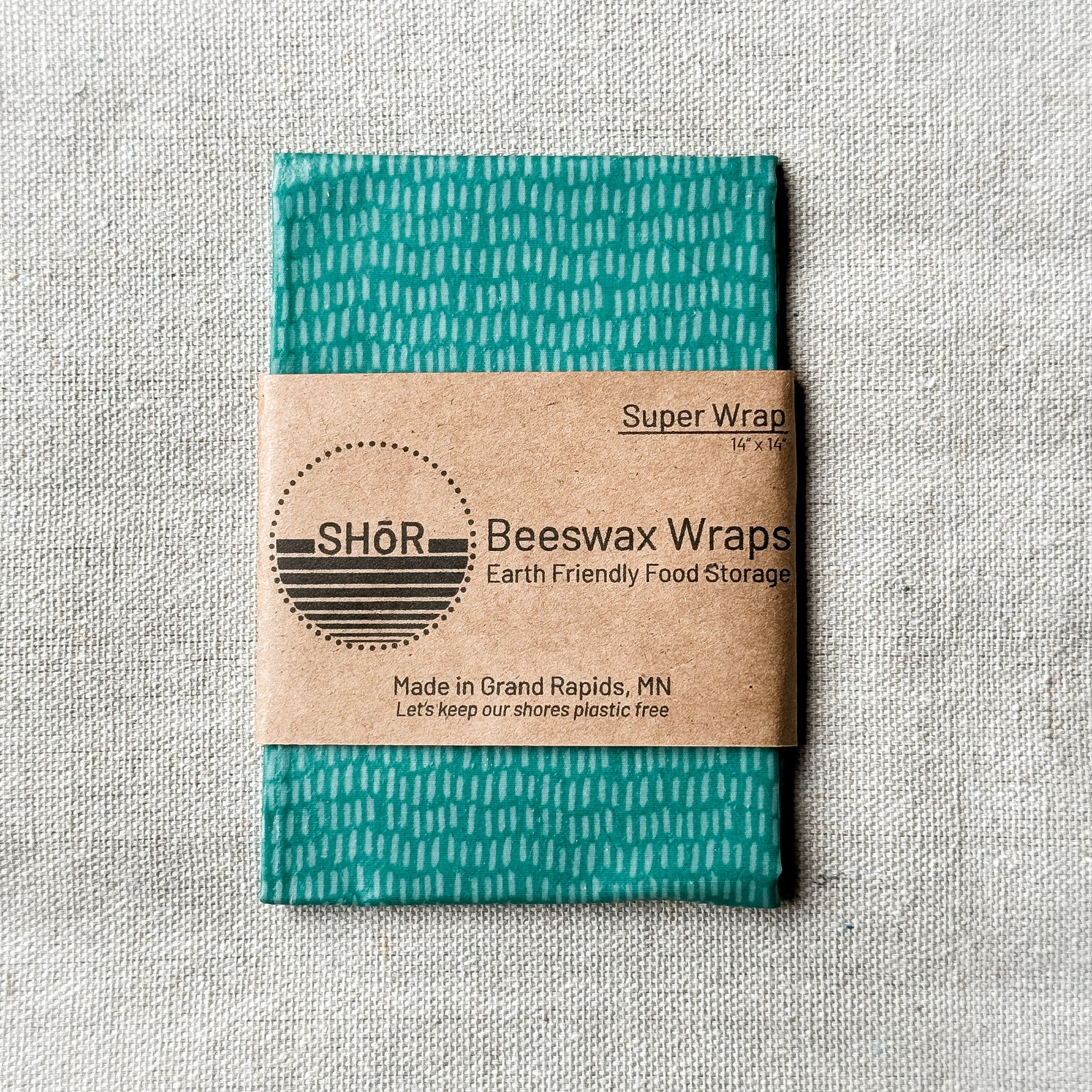 Teal Stripe Beeswax Food Storage Wrap (14x14")