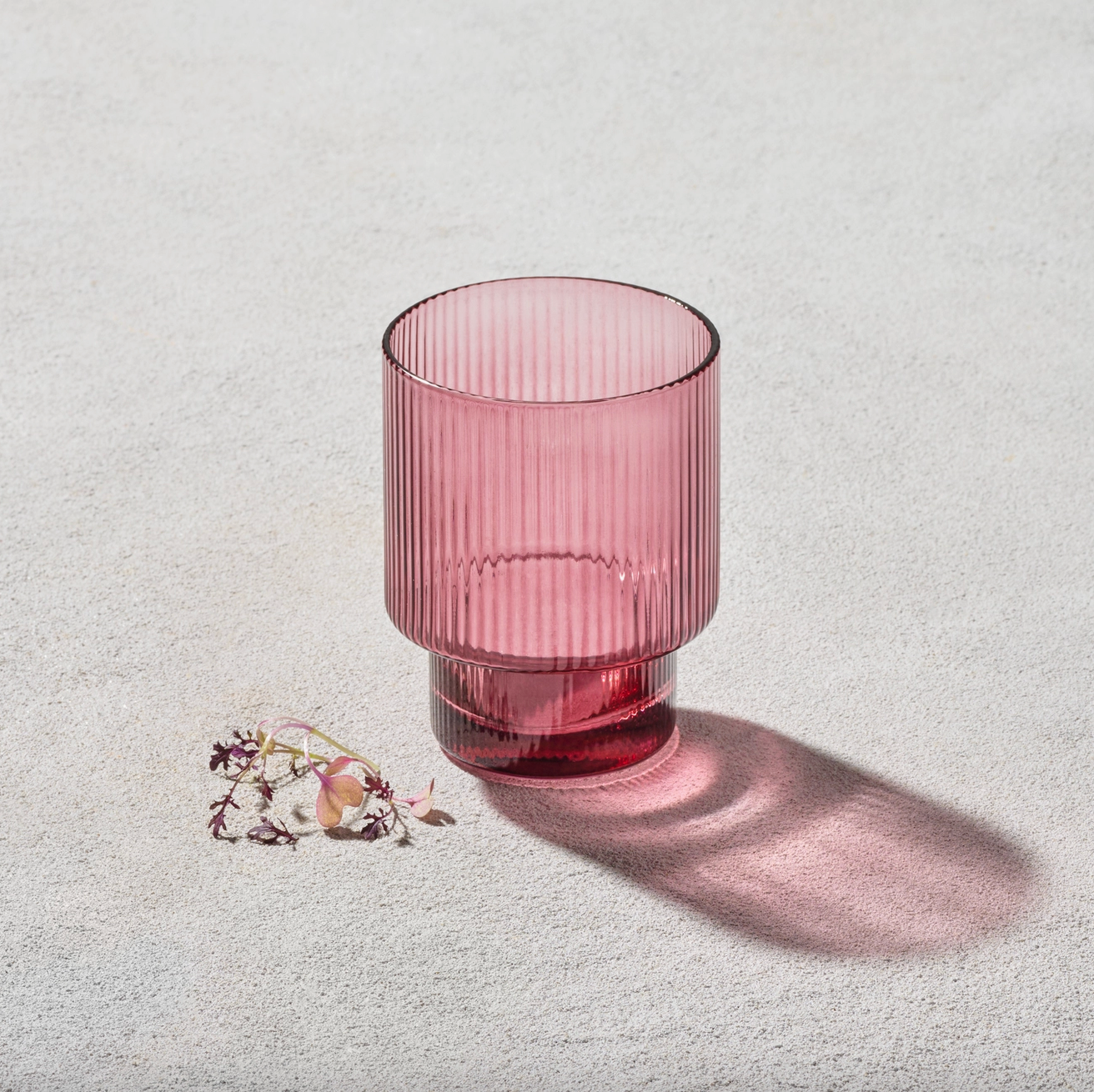 Plum Ribbed Rocks Glass - 10 oz