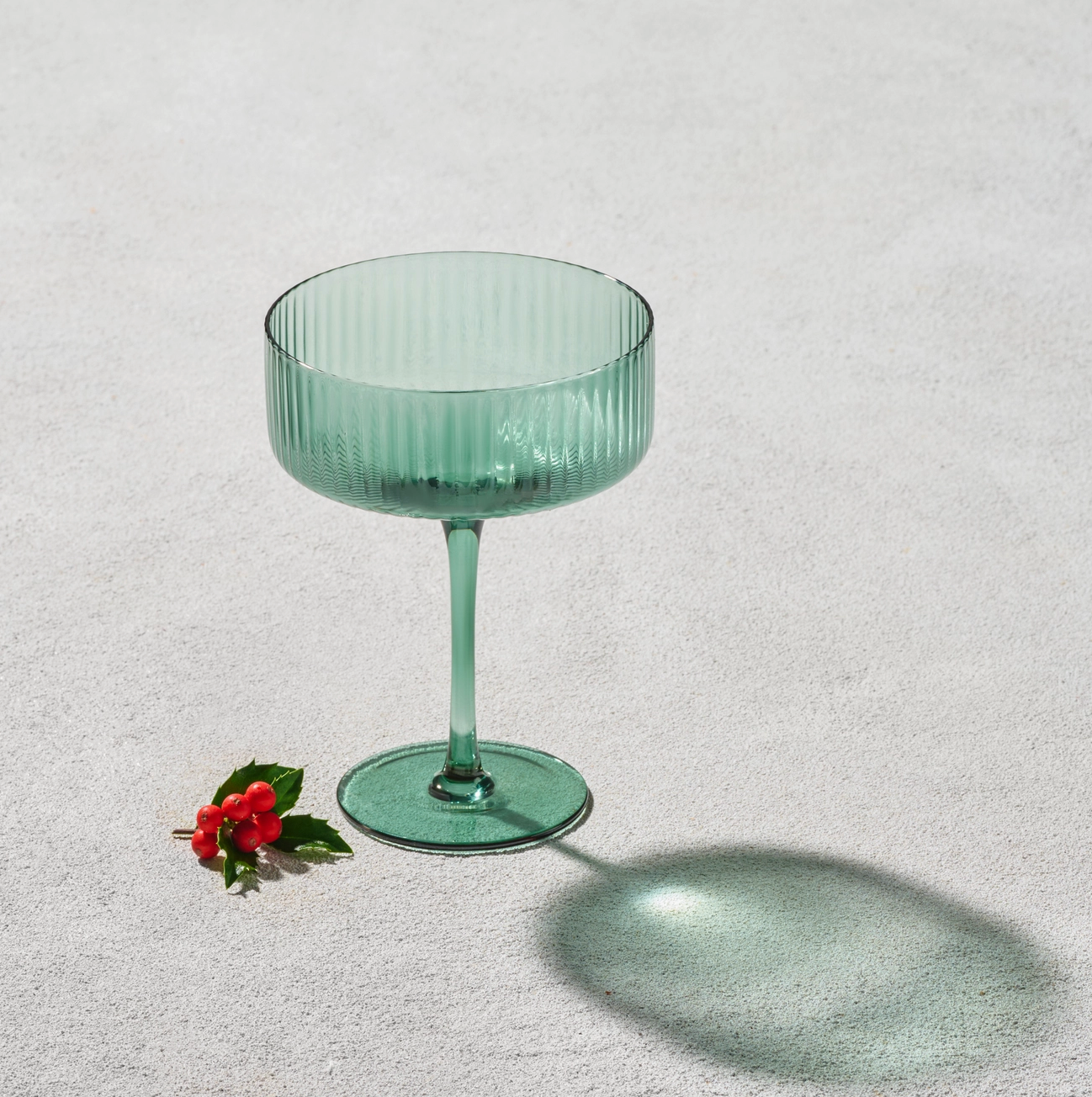 Green Ribbed Coupe Glass - 10 oz