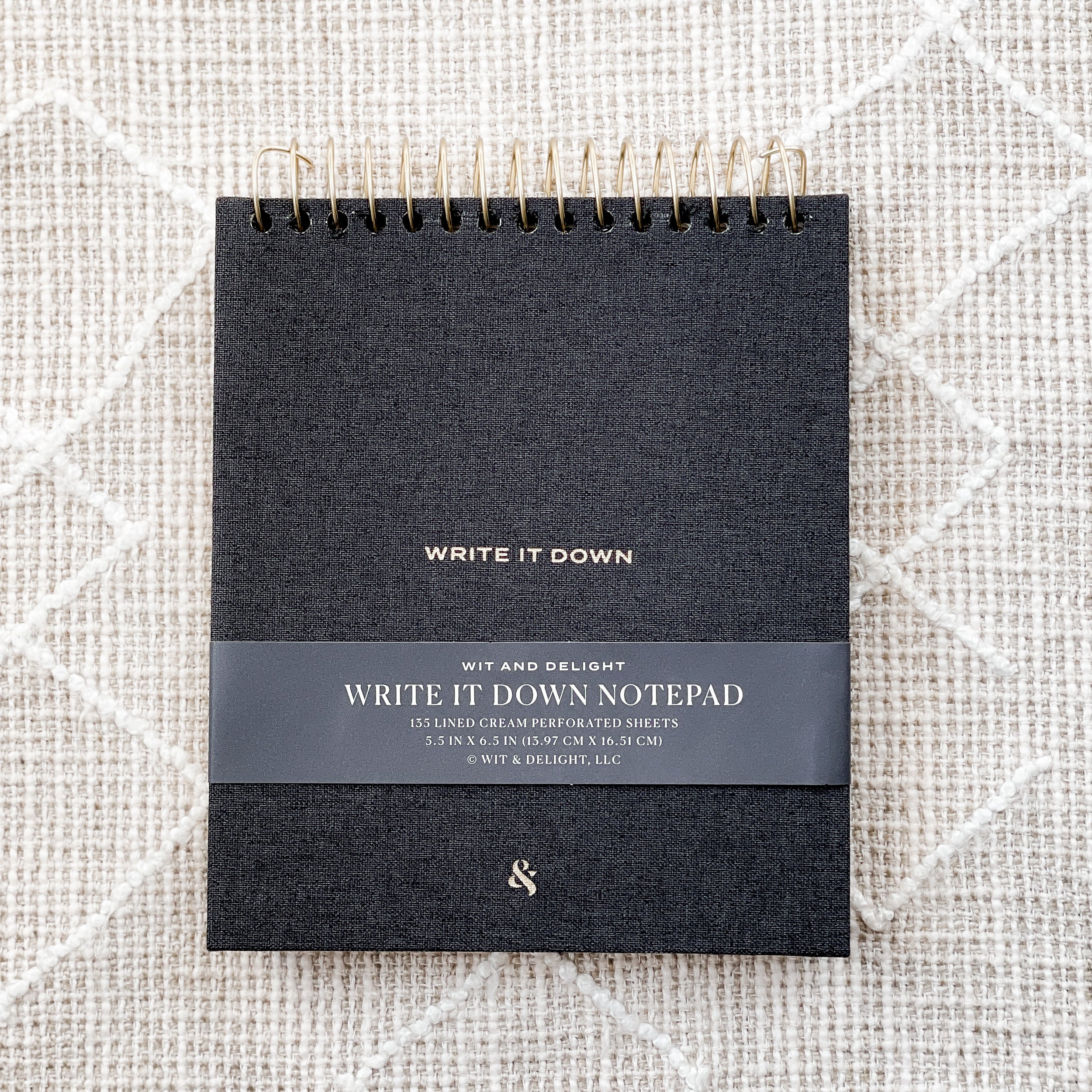 Black Linen Write It Down Notepad