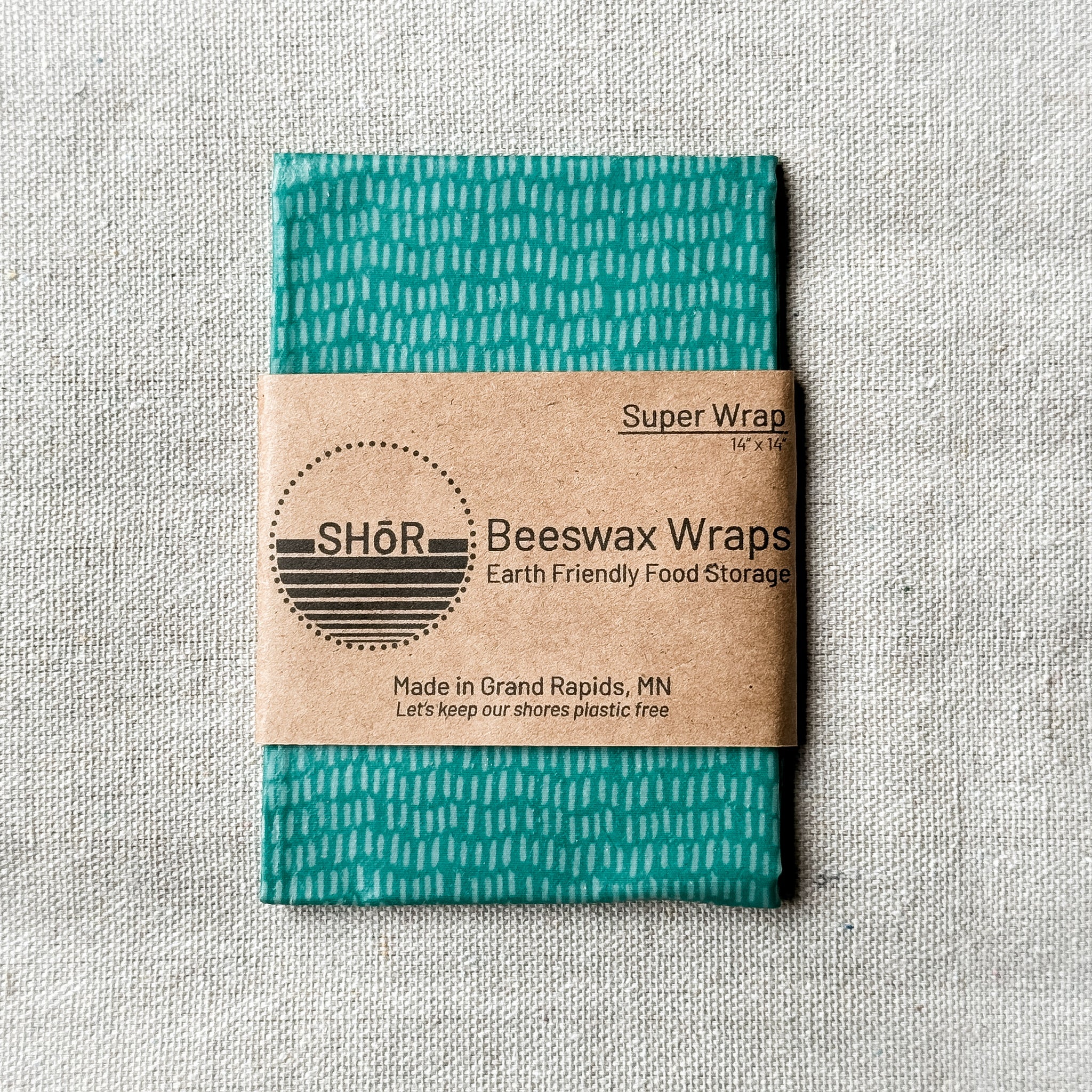 Teal Stripe Beeswax Super Wrap (14x14") by SHŌR