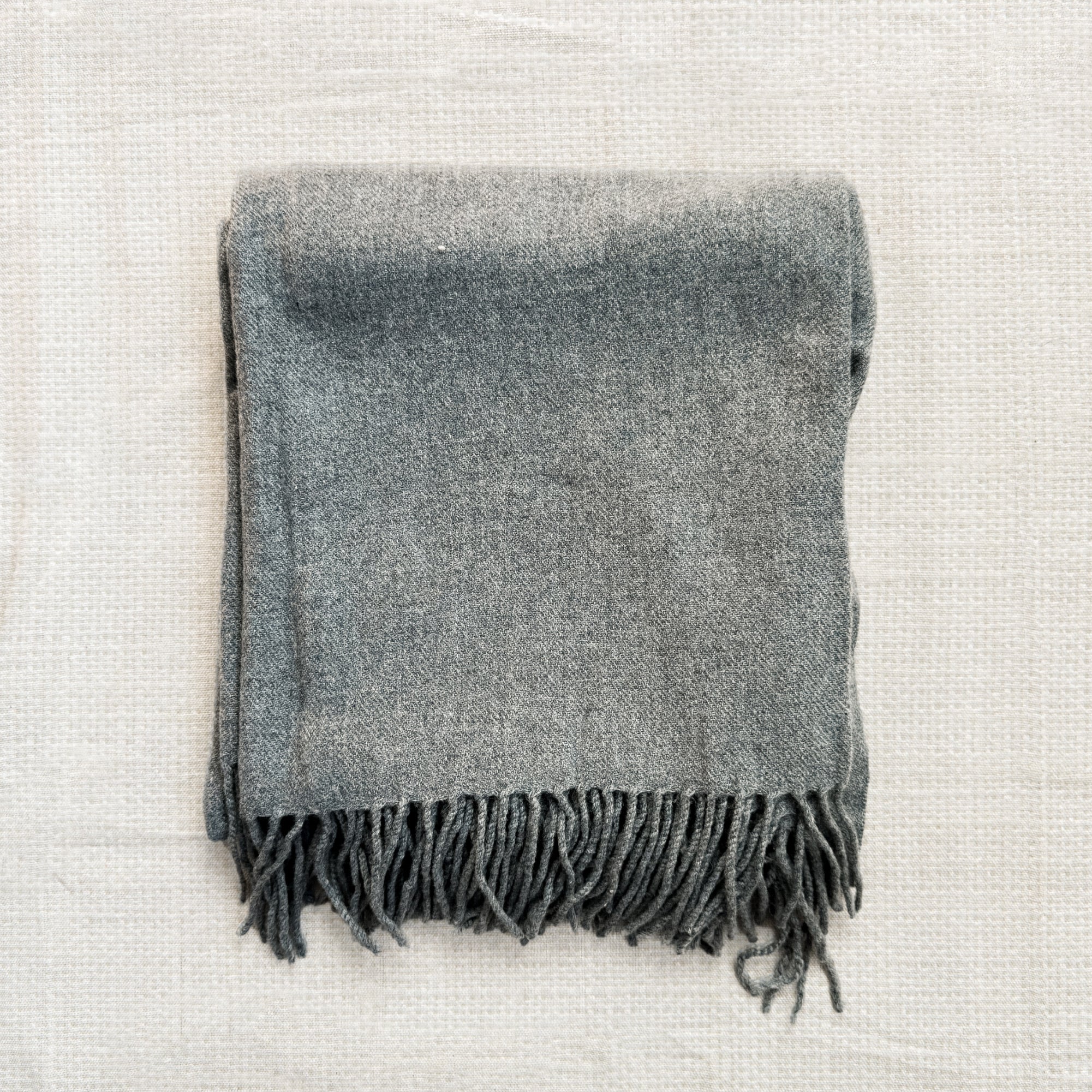 Grey Wool Blend Throw Blanket with Tassel (50x60")