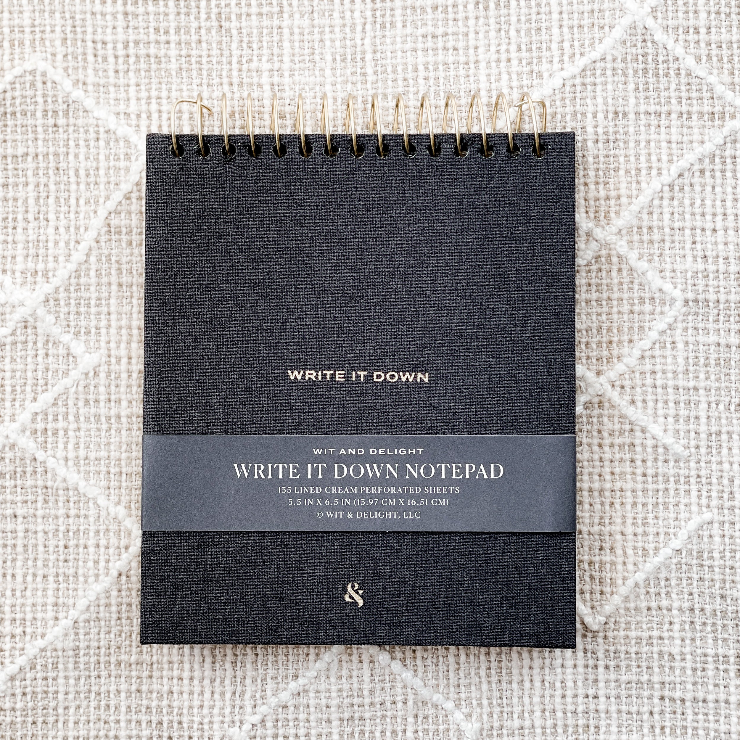 Black Linen Write It Down Notepad by Wit & Delight